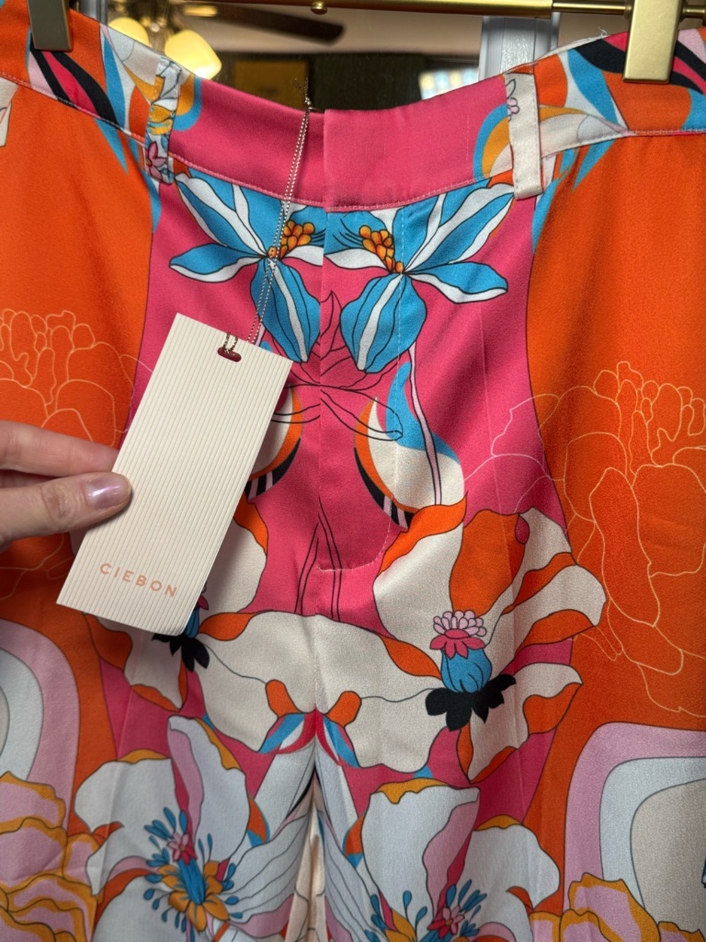 CIRSON Floral Print Wide-Leg Capris in Orange & Pink Culotte Flowy Gaucho - Picture 4 of 8